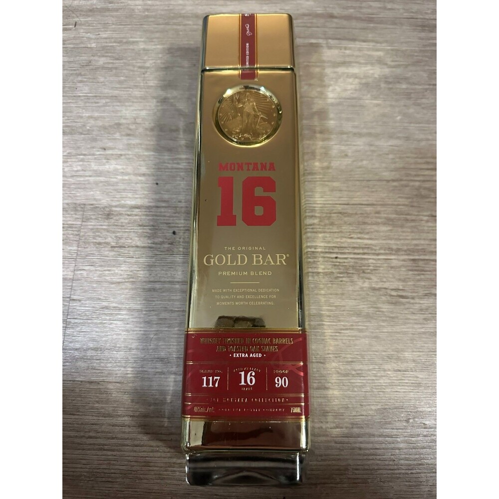 Joe Montana Gold Bar Whiskey 16 Year Blend 117 Empty Bottle Serial#01355 49ers